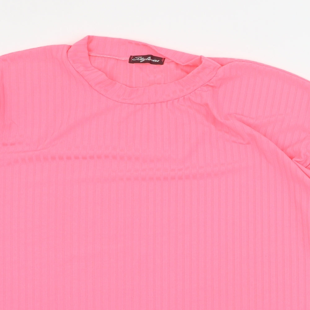 Womens UK Size M Stylewise Pink Basic T-Shirt
