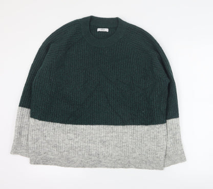 Additional front view of Envii women’s green round neck acrylic jumper, size S