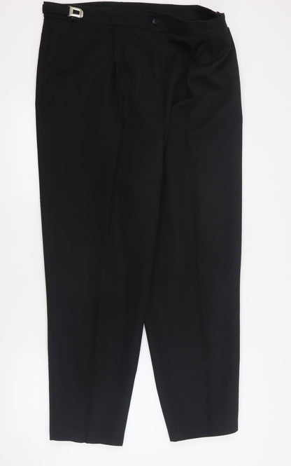 Slimma Womens Black  Polyester Carrot Trousers Size 20 L31 in Regular Zip