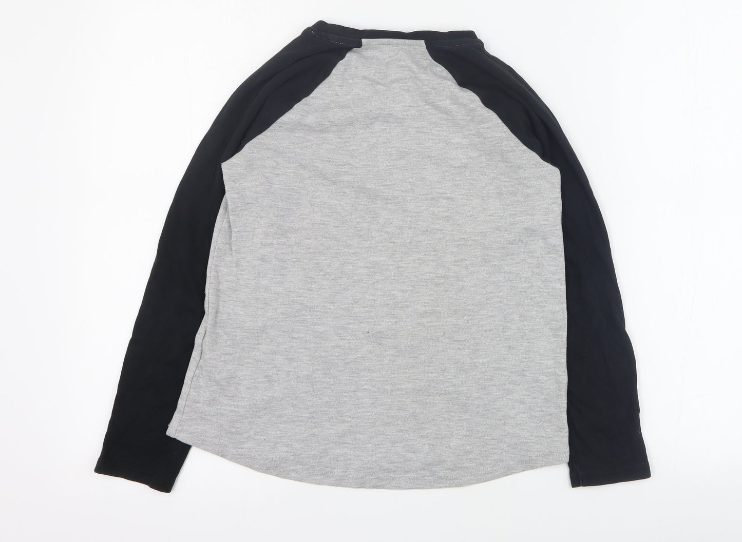 George Girls Grey Colourblock Cotton Pullover T-Shirt Size 9-10 Years Round Neck Pullover