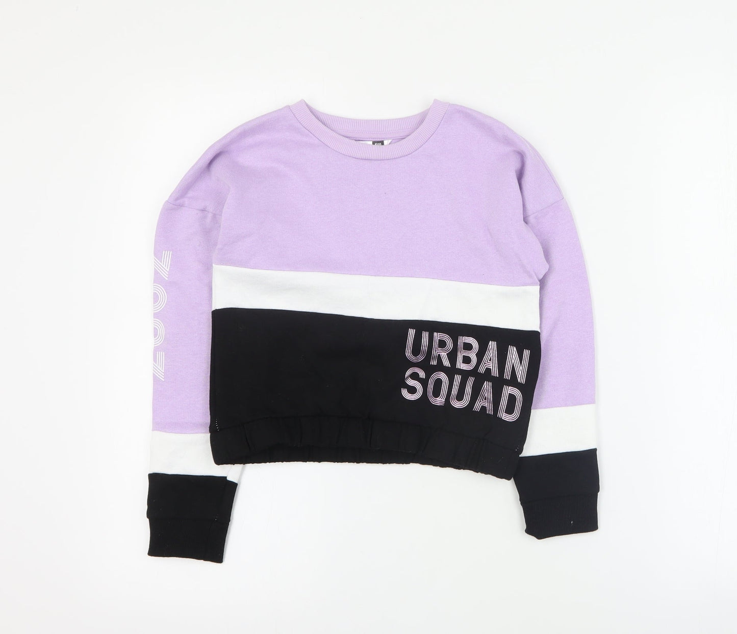 Pep & Co Girls Purple Colourblock Cotton Pullover Sweatshirt Size 7-8 Years  Pullover