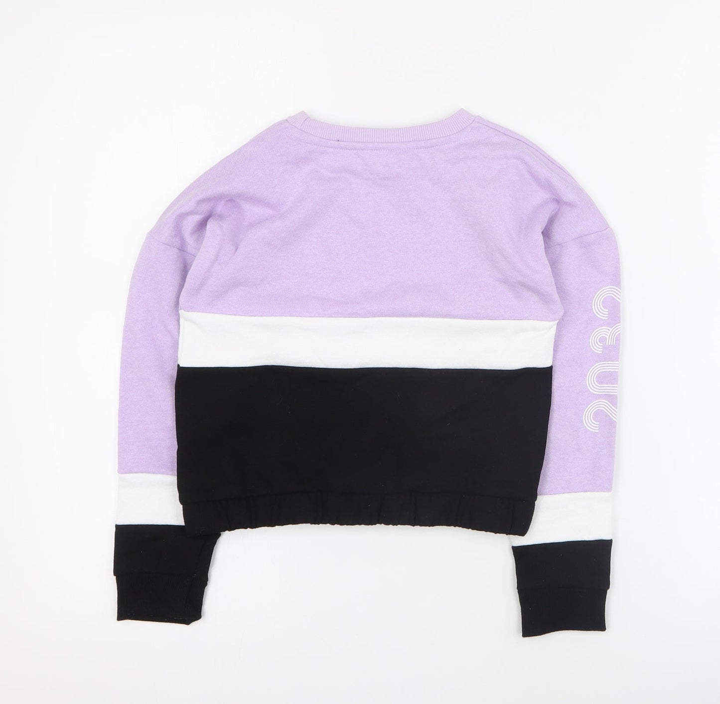 Pep & Co Girls Purple Colourblock Cotton Pullover Sweatshirt Size 7-8 Years  Pullover