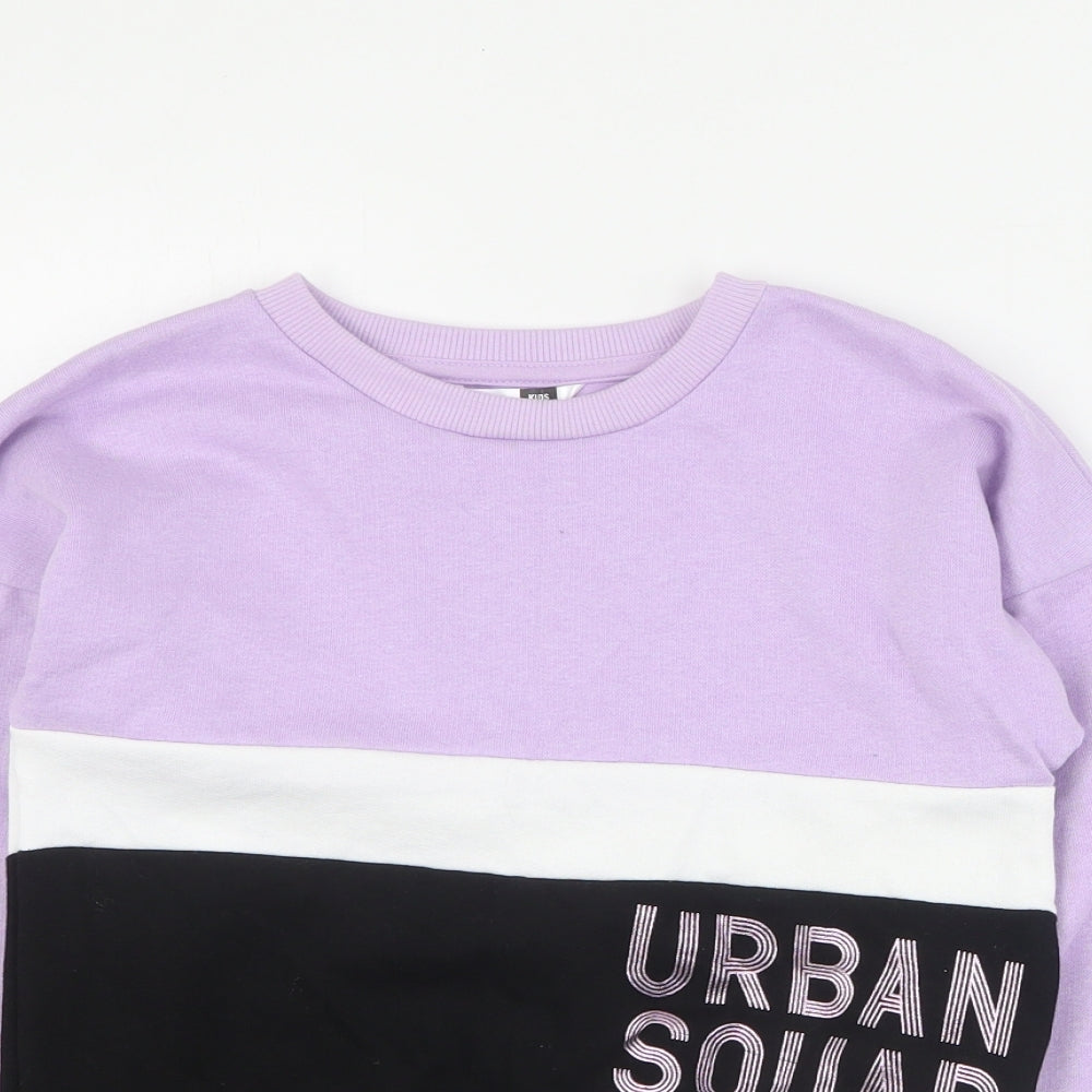 Pep & Co Girls Purple Colourblock Cotton Pullover Sweatshirt Size 7-8 Years  Pullover