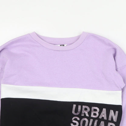 Pep & Co Girls Purple Colourblock Cotton Pullover Sweatshirt Size 7-8 Years  Pullover