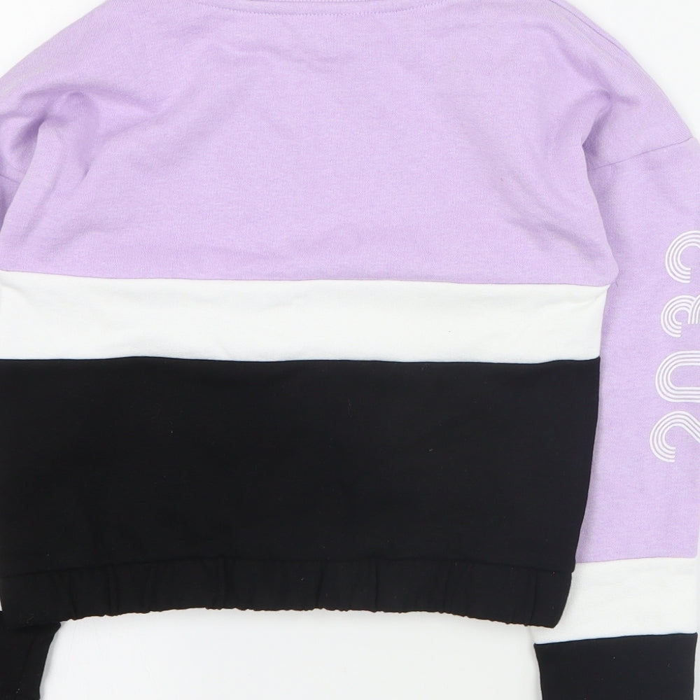 Pep & Co Girls Purple Colourblock Cotton Pullover Sweatshirt Size 7-8 Years  Pullover