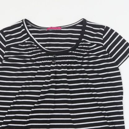 Sea Refined Womens Black Striped Cotton Basic T-Shirt Size XL Round Neck