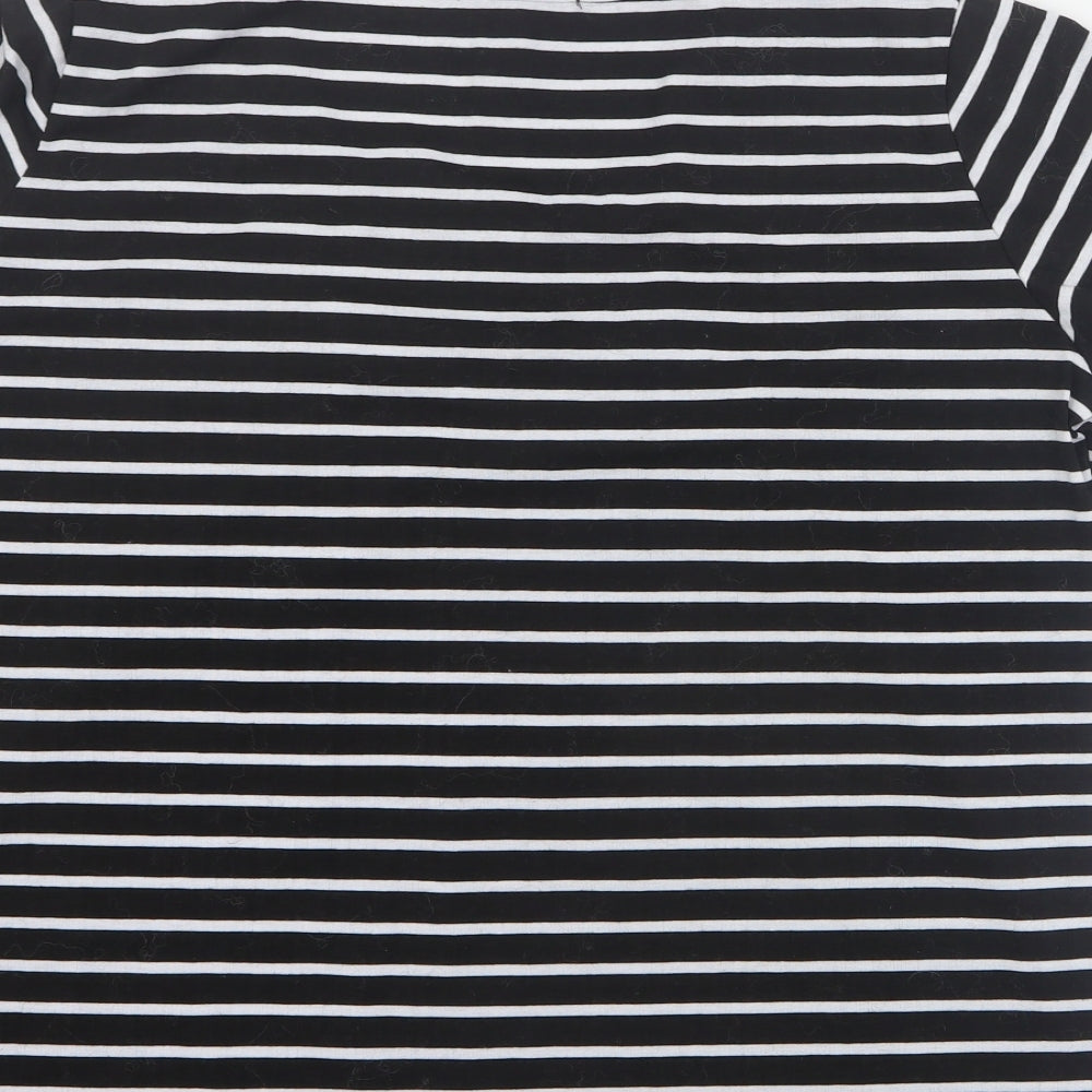 Sea Refined Womens Black Striped Cotton Basic T-Shirt Size XL Round Neck