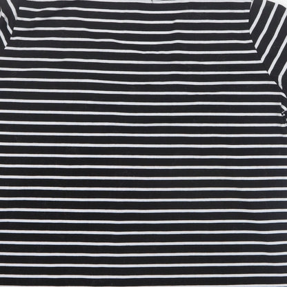 Sea Refined Womens Black Striped Cotton Basic T-Shirt Size XL Round Neck