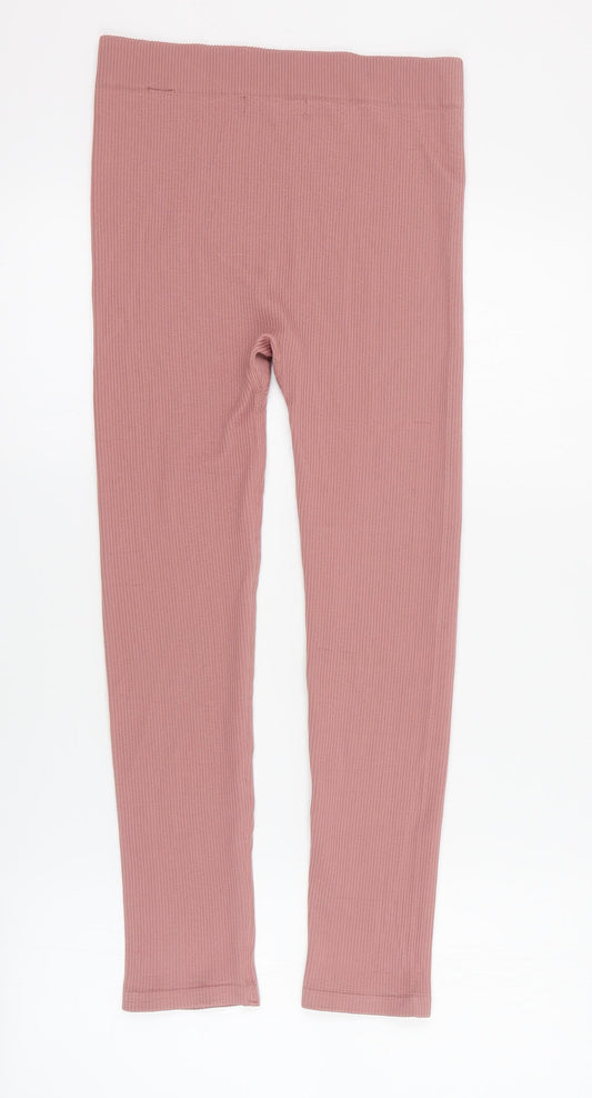 Dunnes Womens Pink  Nylon Capri Leggings Size M L24 in Regular Pullover - Ribbed