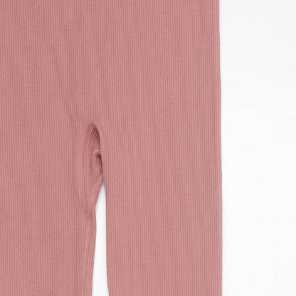 Dunnes Womens Pink  Nylon Capri Leggings Size M L24 in Regular Pullover - Ribbed