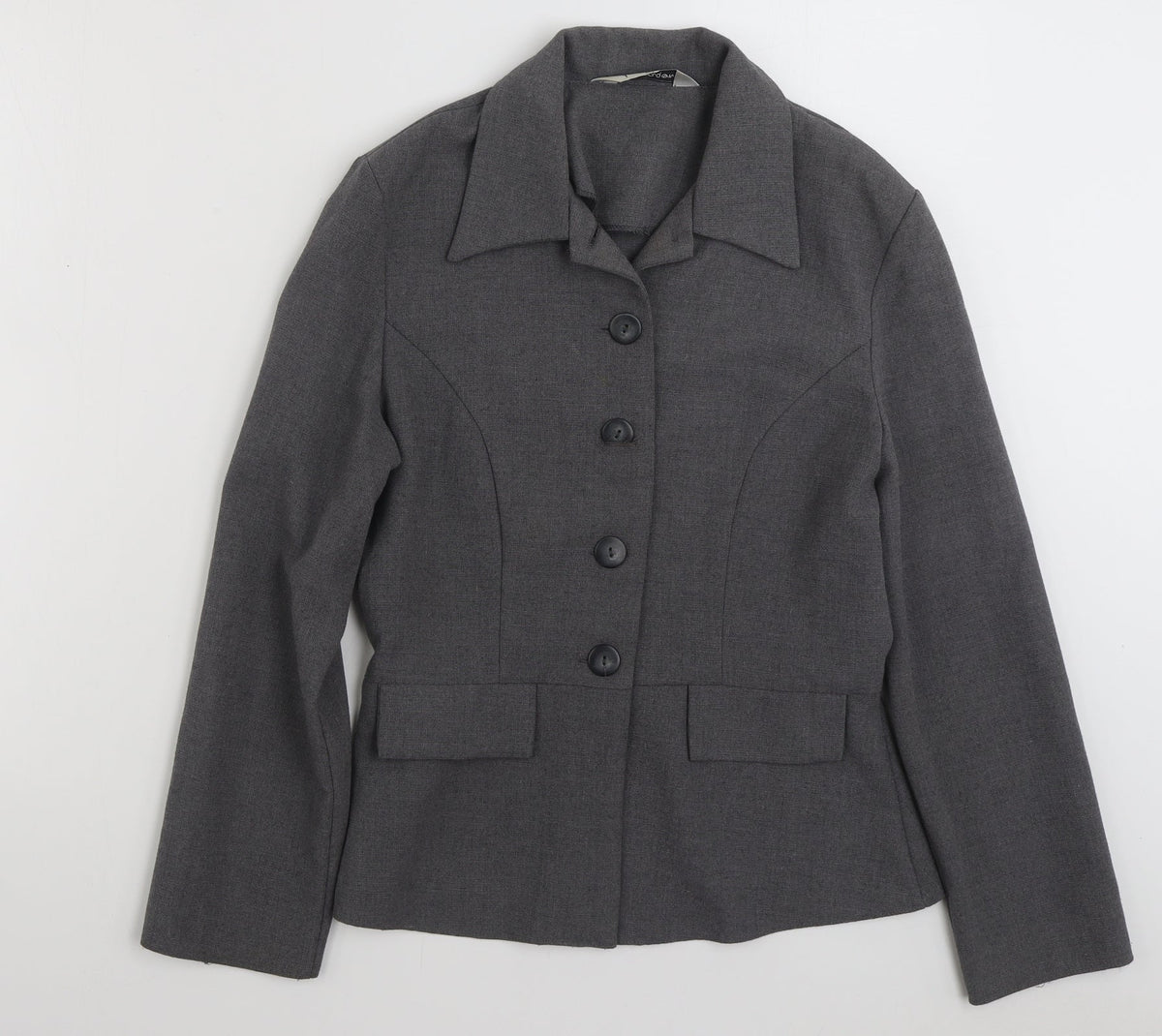 Additional front view of Paragon women’s grey jacket blazer, size UK 10, button