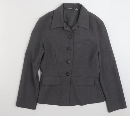 Additional front view of Paragon women’s grey jacket blazer, size UK 10, button