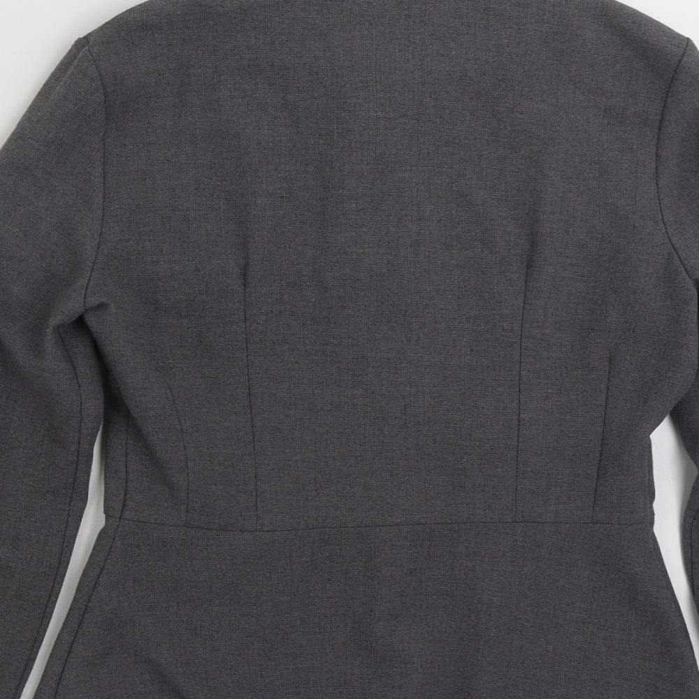 Brand and care label for Paragon women’s grey jacket blazer, size UK 10, button