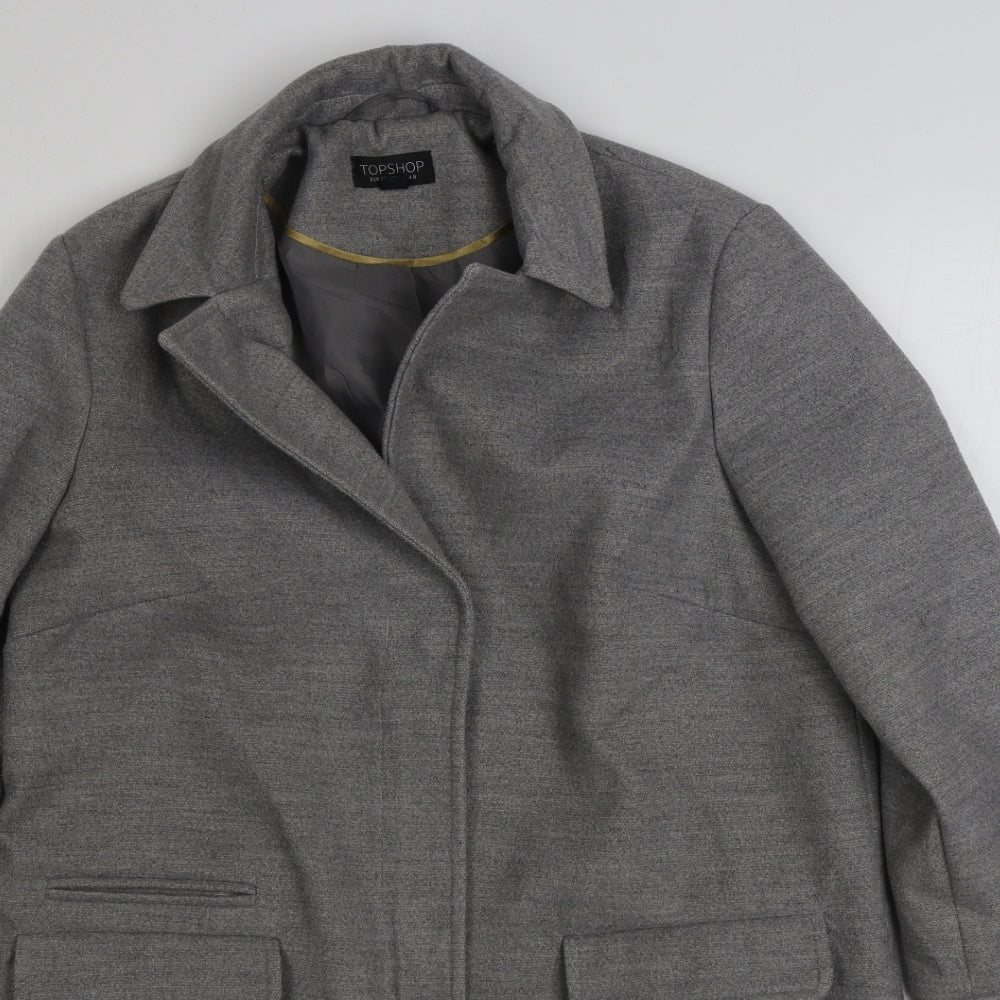 Womens UK Size 8 Topshop Grey Overcoat