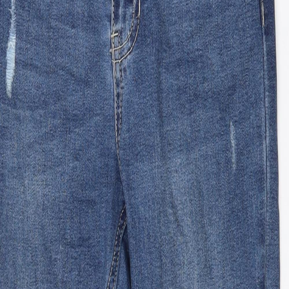 Pull&Bear Womens Blue  Cotton Skinny Jeans Size 8 L26 in Slim Zip - Ripped
