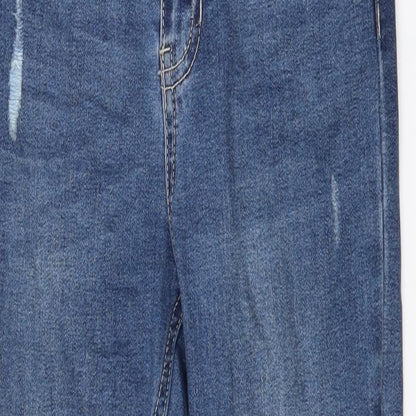 Pull&Bear Womens Blue  Cotton Skinny Jeans Size 8 L26 in Slim Zip - Ripped