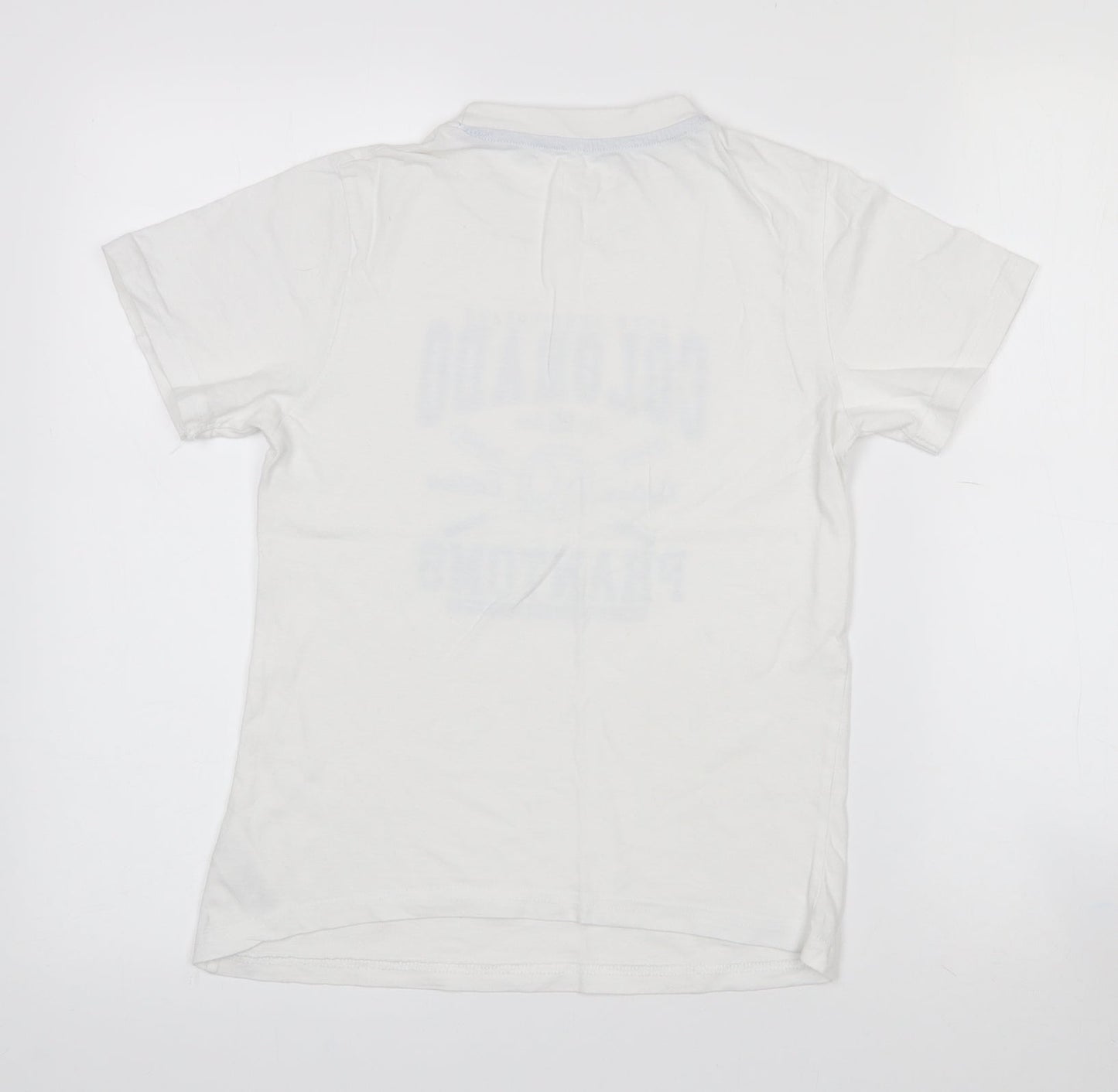 Primark Boys White  Cotton Pullover T-Shirt Size 9-10 Years Crew Neck  - Baseball