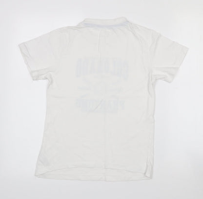 Primark Boys White  Cotton Pullover T-Shirt Size 9-10 Years Crew Neck  - Baseball