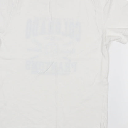 Primark Boys White  Cotton Pullover T-Shirt Size 9-10 Years Crew Neck  - Baseball