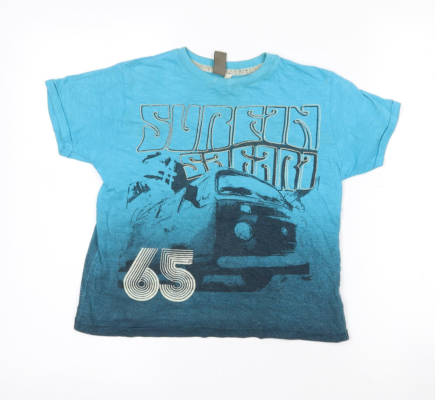 Urban Outlaws Boys Blue  100% Cotton Pullover T-Shirt Size 7-8 Years Crew Neck  - Surf