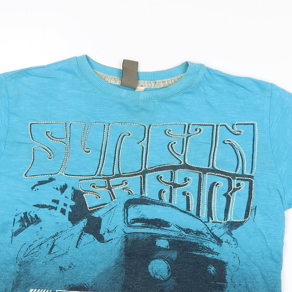 Urban Outlaws Boys Blue  100% Cotton Pullover T-Shirt Size 7-8 Years Crew Neck  - Surf
