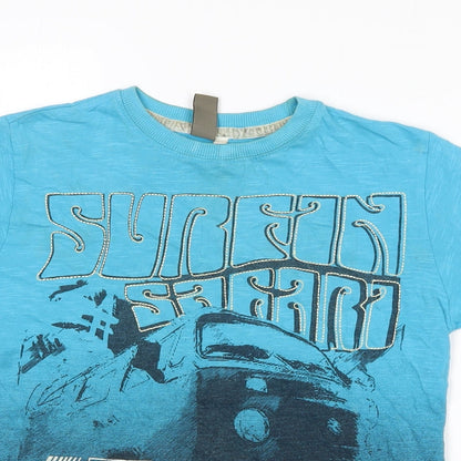 Urban Outlaws Boys Blue  100% Cotton Pullover T-Shirt Size 7-8 Years Crew Neck  - Surf
