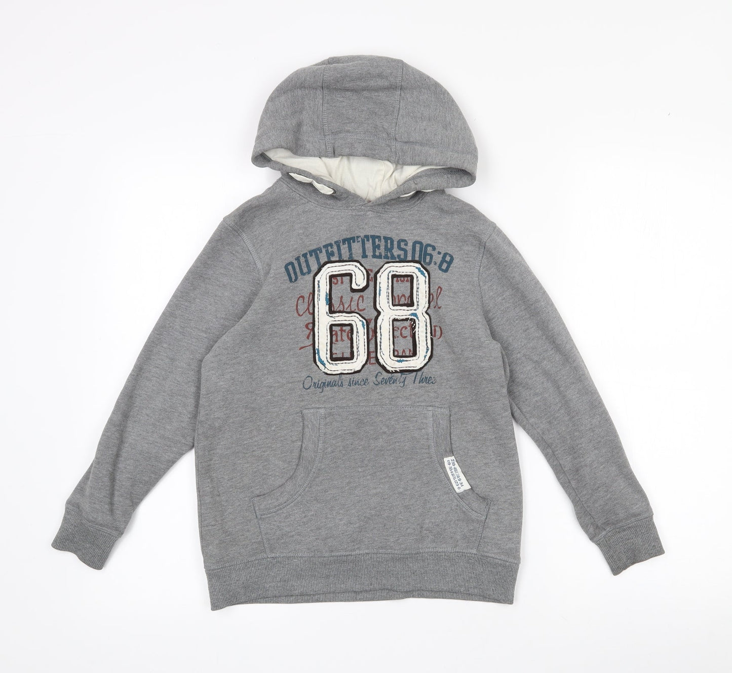 George Boys Grey  Cotton Pullover Hoodie Size 8-9 Years   - Logo print