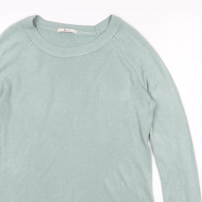 TU Womens Green Round Neck  Acrylic Pullover Jumper Size 12