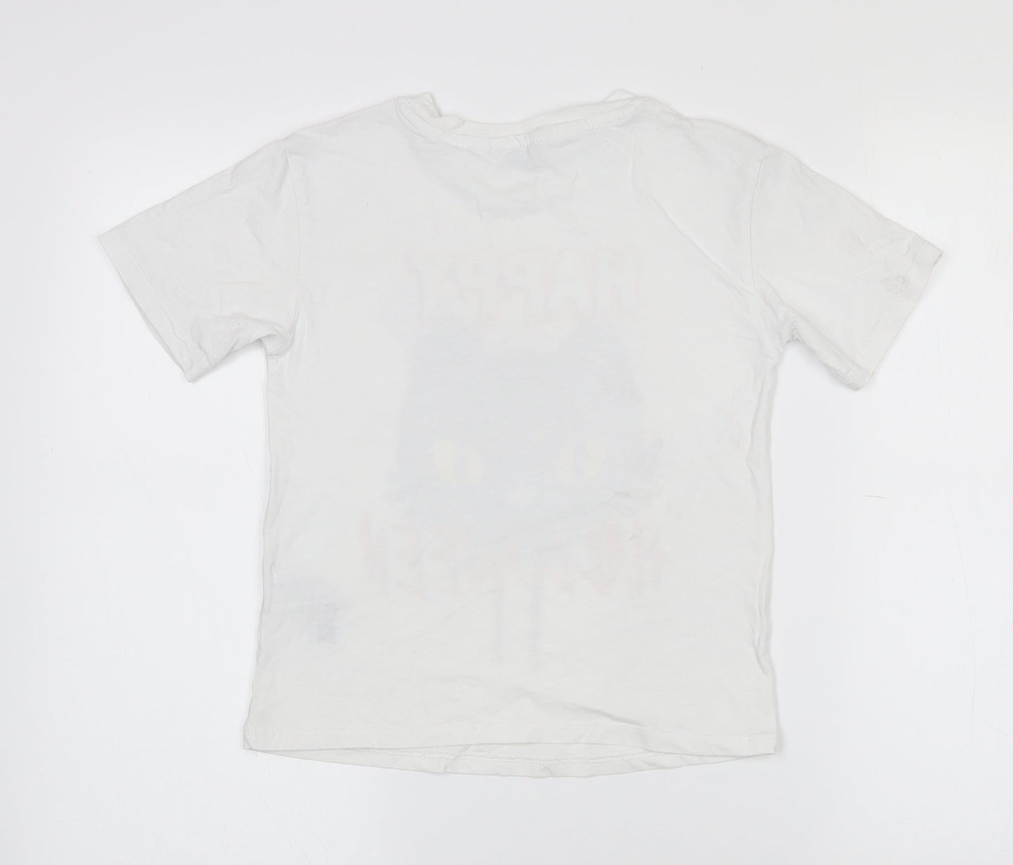Primark Girls White  100% Cotton Pullover T-Shirt Size 5-6 Years Crew Neck  - Halloween