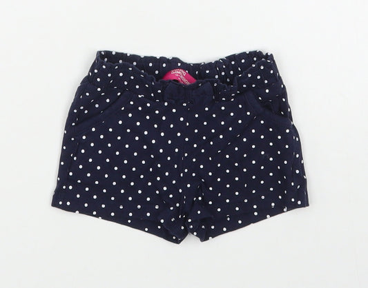 Young Division Girls Blue Polka Dot 100% Cotton Cropped Trousers Size 12-18 Months