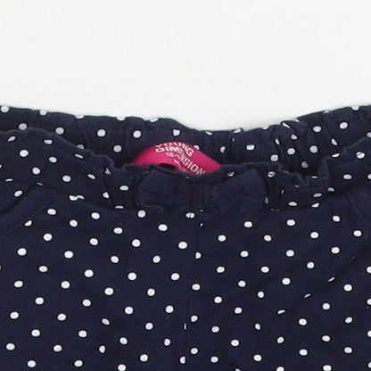 Young Division Girls Blue Polka Dot 100% Cotton Cropped Trousers Size 12-18 Months