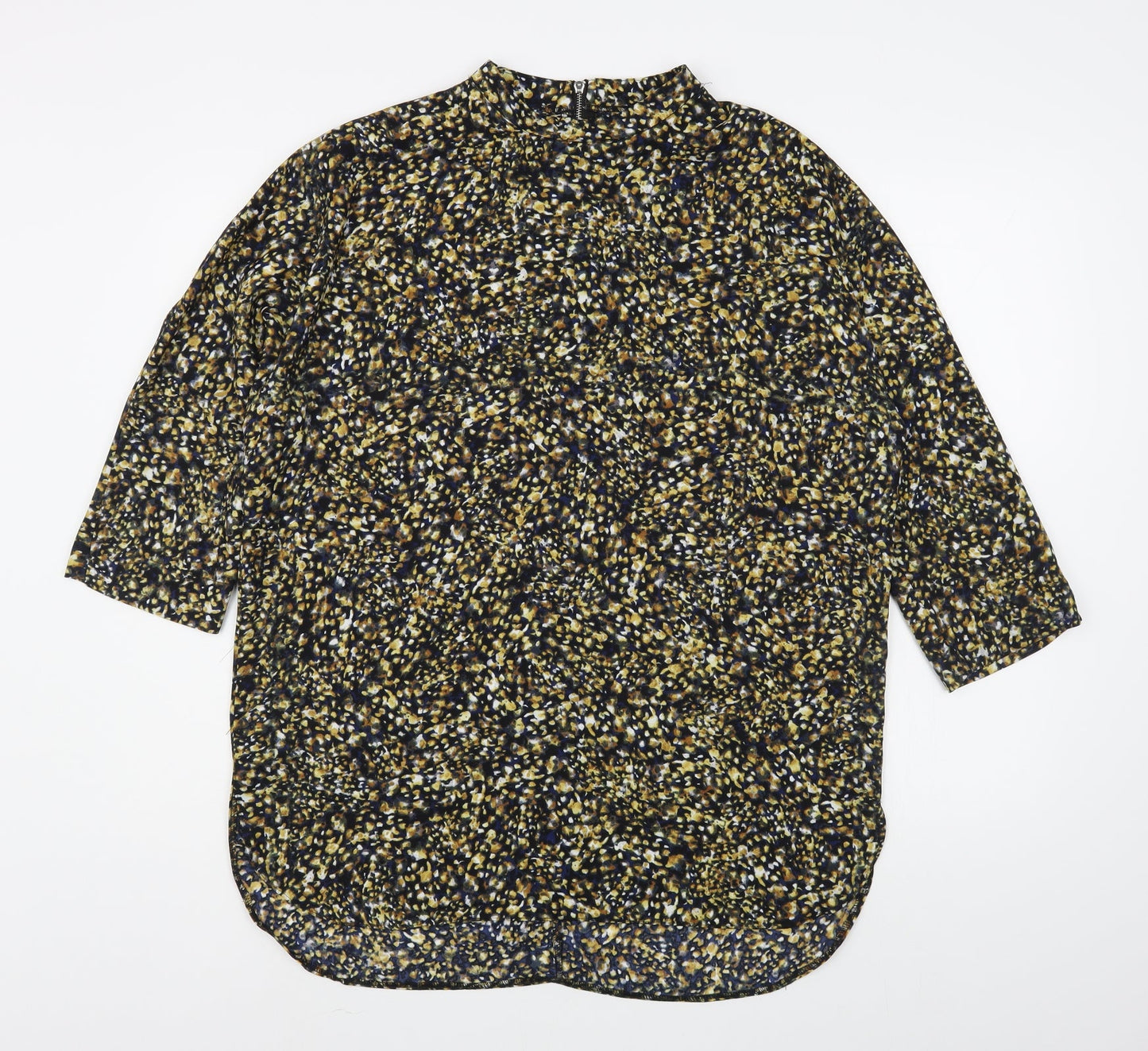 Primark Womens Multicoloured Geometric Polyester Basic Blouse Size 14 High Neck