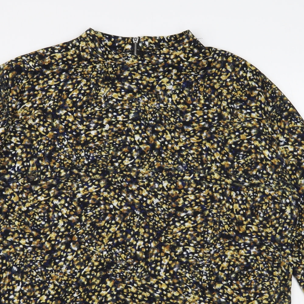 Primark Womens Multicoloured Geometric Polyester Basic Blouse Size 14 High Neck