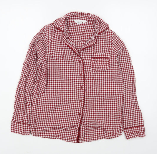 Primark Womens Red Check 100% Cotton Basic Button-Up Size XS Collared