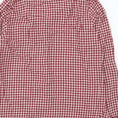 Primark Womens Red Check 100% Cotton Basic Button-Up Size XS Collared