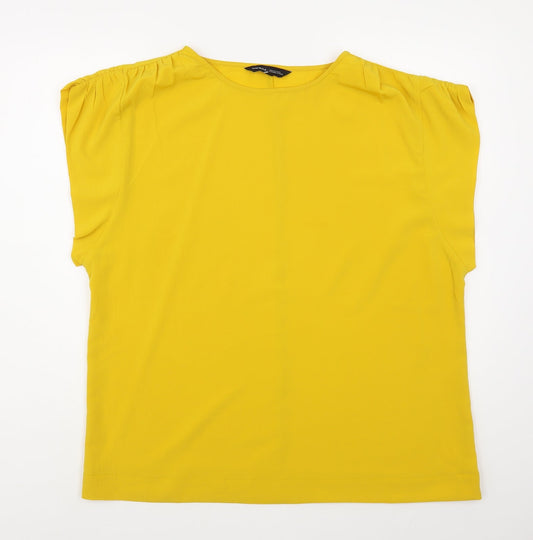 Capsule Womens Yellow  Viscose Basic Blouse Size L Boat Neck