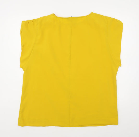 Capsule Womens Yellow  Viscose Basic Blouse Size L Boat Neck