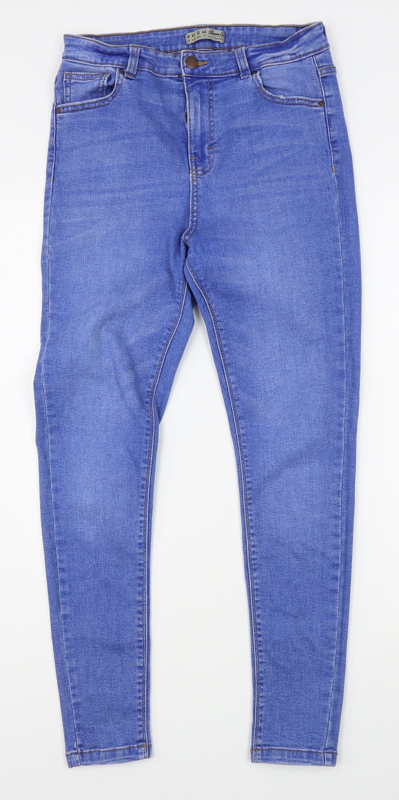 Denim & Co Womens Blue  Cotton Skinny Jeans Size 14 L27 in Regular Zip
