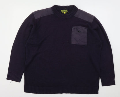 Workwear Mens Blue Round Neck  Acrylic Pullover Jumper Size XL