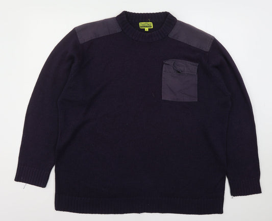 Workwear Mens Blue Round Neck  Acrylic Pullover Jumper Size XL