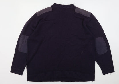 Workwear Mens Blue Round Neck  Acrylic Pullover Jumper Size XL