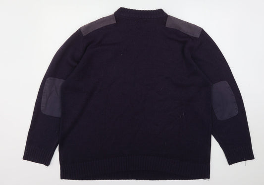Workwear Mens Blue Round Neck  Acrylic Pullover Jumper Size XL