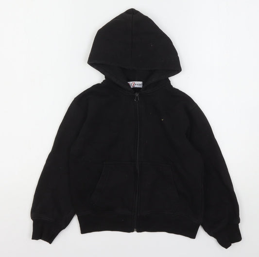 Front view of A2Z boys’ black polyester full zip hoodie, size 7-8, years