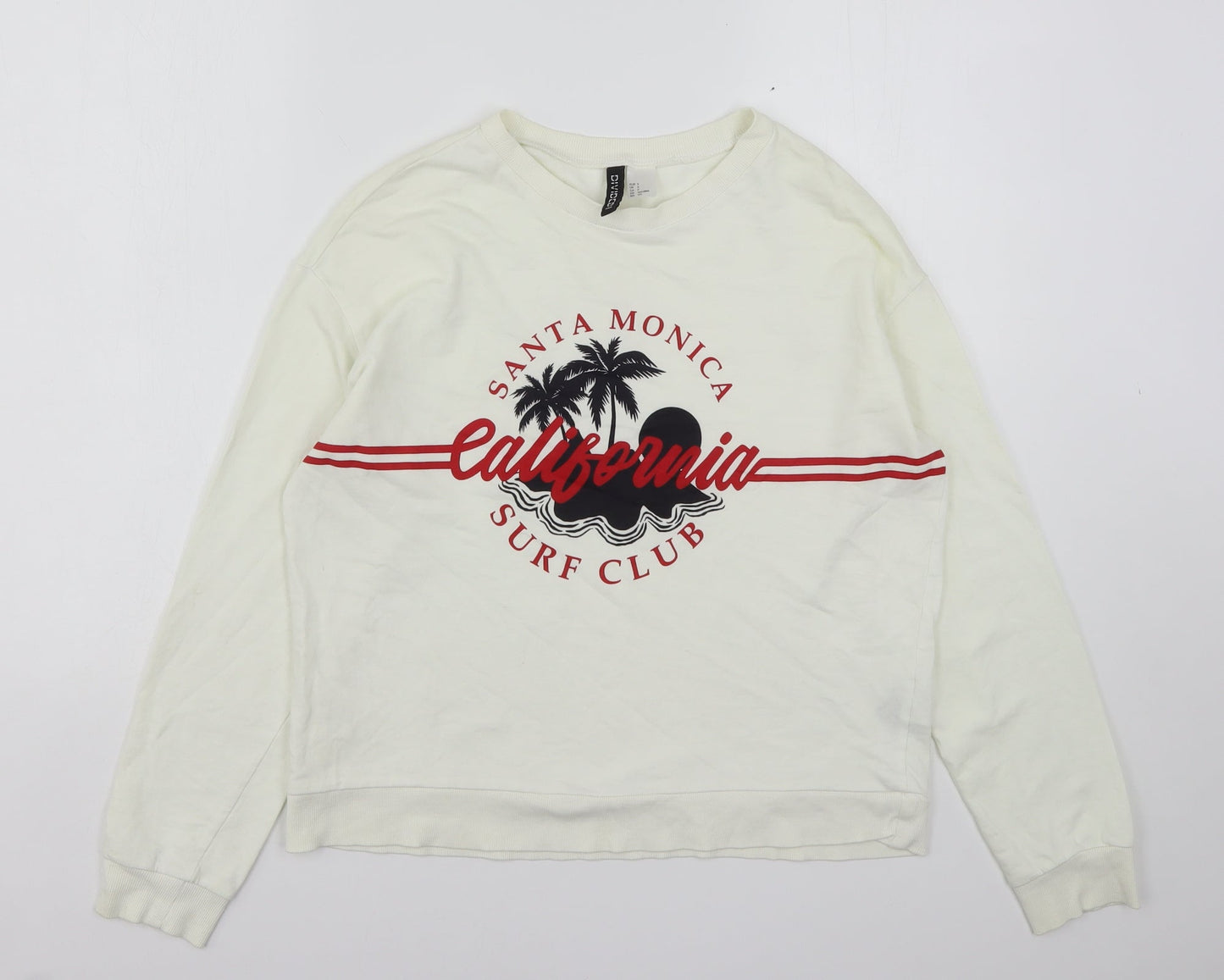 H&M Womens Ivory  Cotton Pullover Sweatshirt Size S