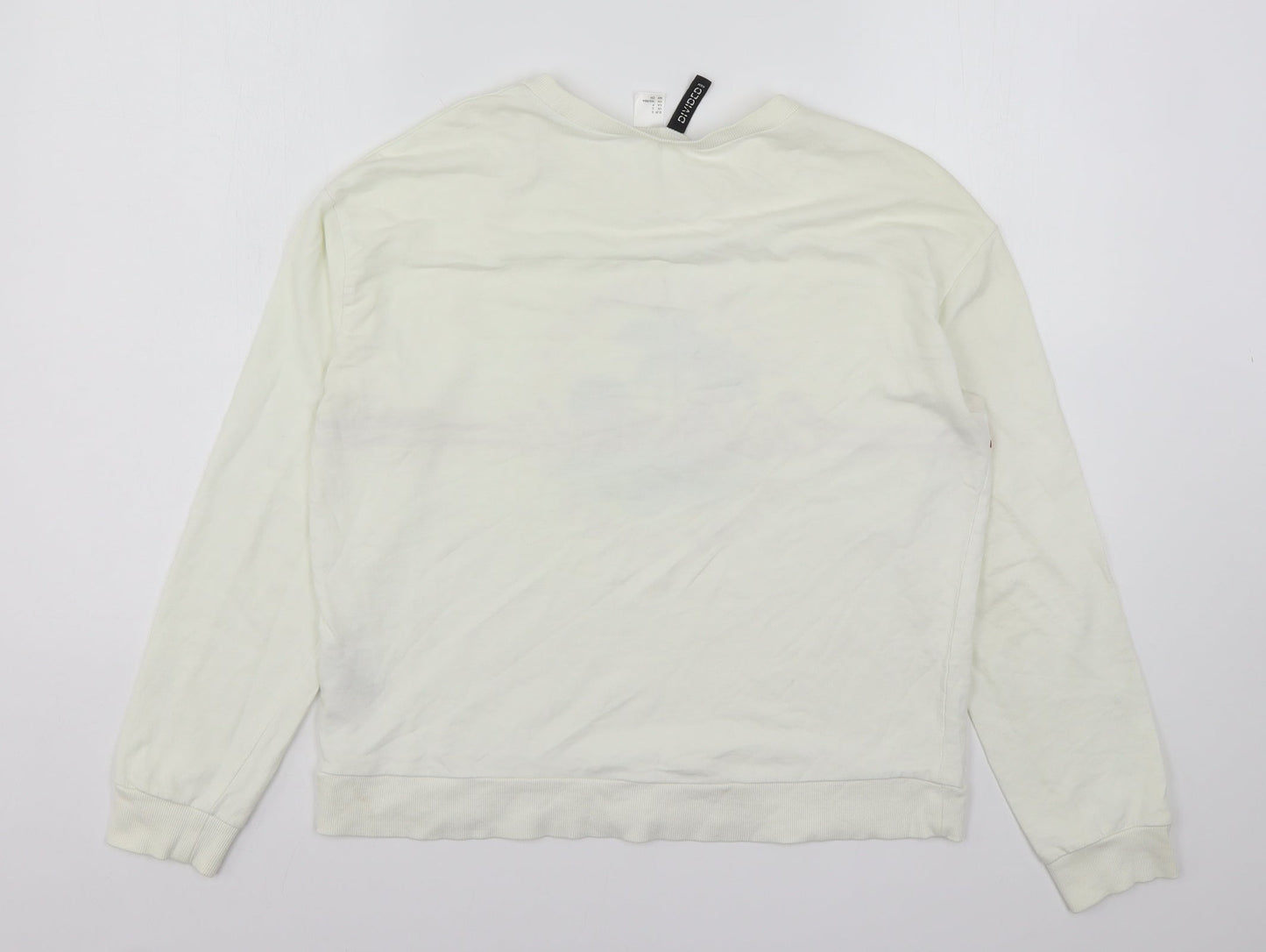 H&M Womens Ivory  Cotton Pullover Sweatshirt Size S