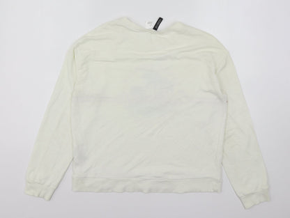 H&M Womens Ivory  Cotton Pullover Sweatshirt Size S