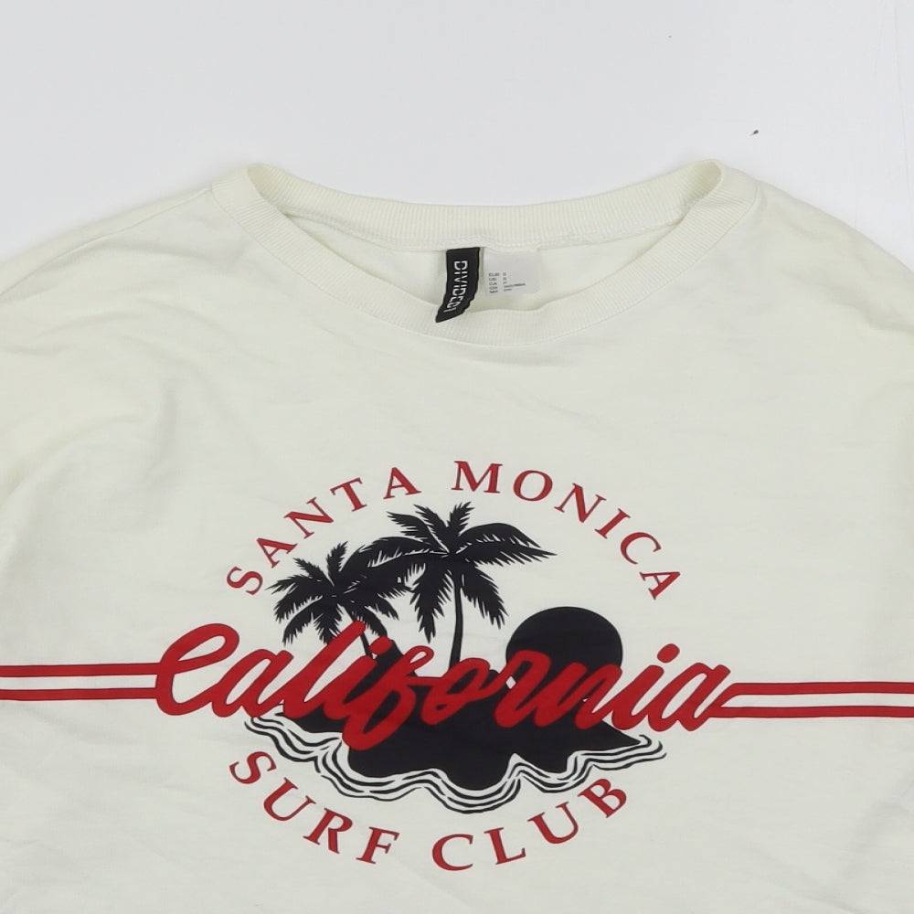 H&M Womens Ivory  Cotton Pullover Sweatshirt Size S