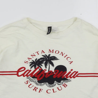 H&M Womens Ivory  Cotton Pullover Sweatshirt Size S