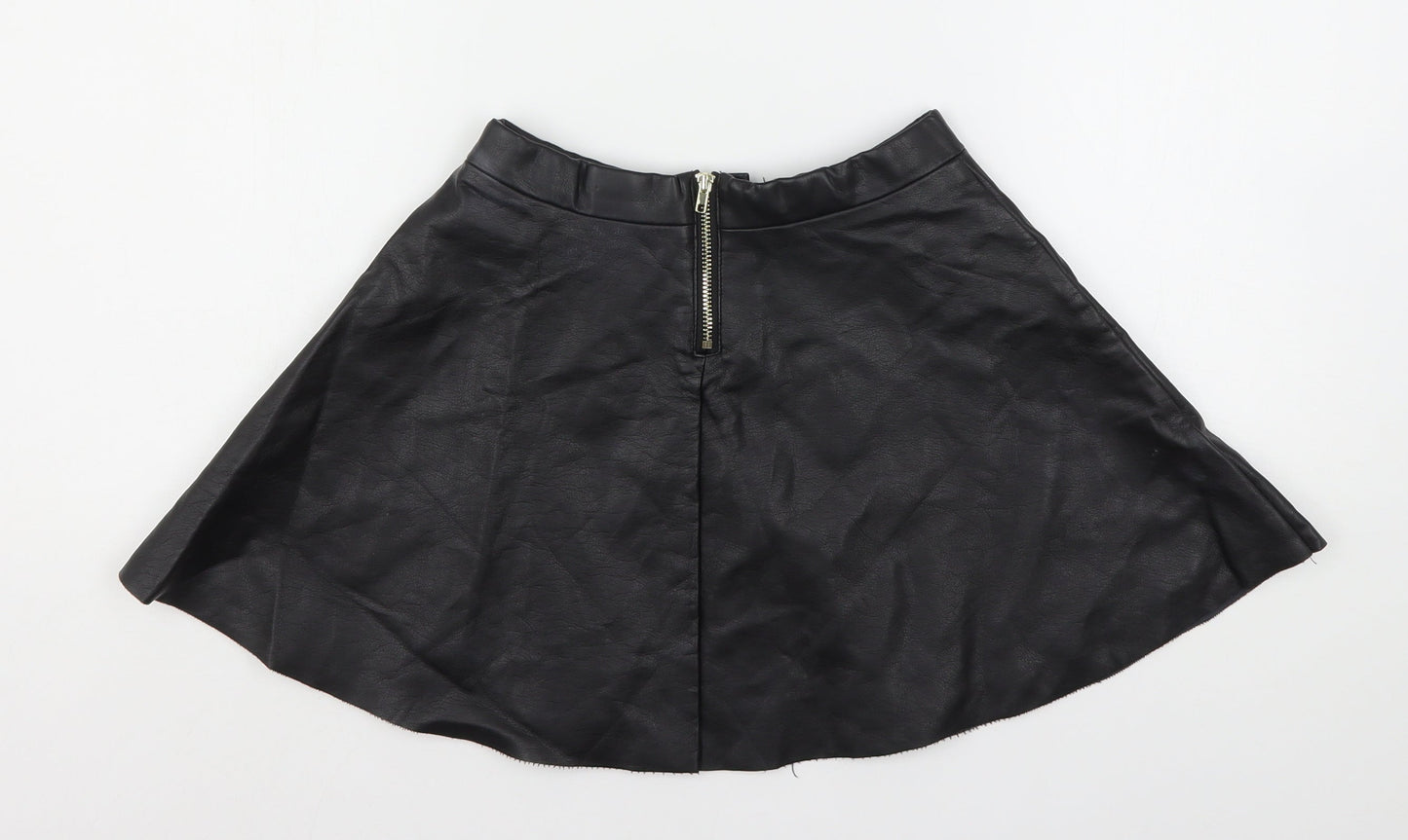 H&M Girls Black  Viscose Skater Skirt Size 9-10 Years  Regular