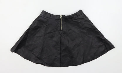 H&M Girls Black  Viscose Skater Skirt Size 9-10 Years  Regular